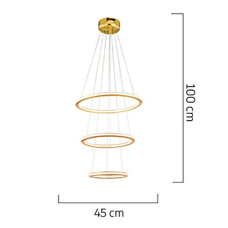 Nordic Gold Sarkıt 96 Watt Sarkıt 3 Renkli Ledli Modern Mutfak Banyo Led Salon Sarkıt Avize