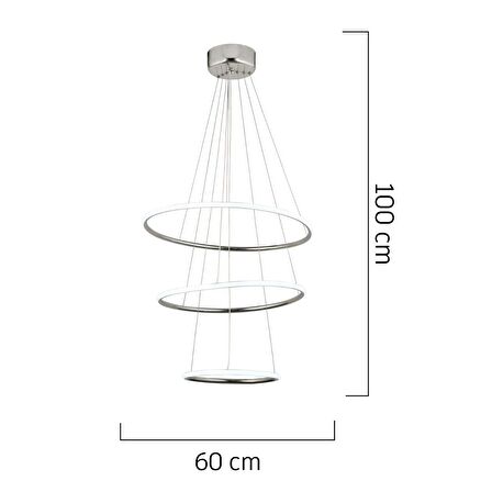 Nordic Krom Sarkıt 96 Watt Sarkıt 3 Renkli Ledli Modern Mutfak Banyo Led Salon Sarkıt Avize