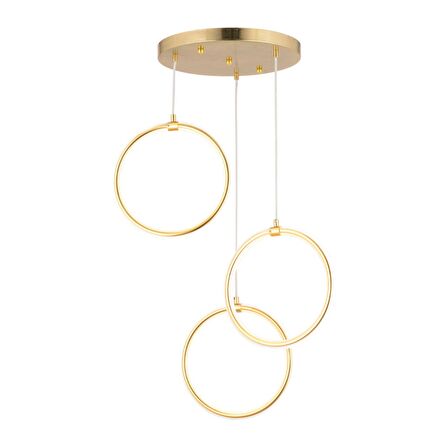 Ruscello 3lü Gold Sarkıt 102 Watt Sarkıt 3 Renkli Ledli Modern Mutfak Banyo Led Salon Sarkıt Avize