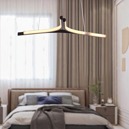 Simon Mat Siyah Boyalı 30 Watt Led 300K Salon Oturma Odası Genç Odası Ledli Avize 