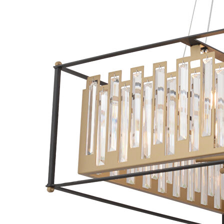 Adran 8'li Siyah Eskitme Kristalli Taşlı Modern Tasarım Kristal Salon Avize