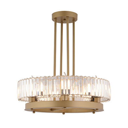 Azalea 6lı Eskitme Kristalli Taşlı Modern Tasarım Kristal Salon Avize