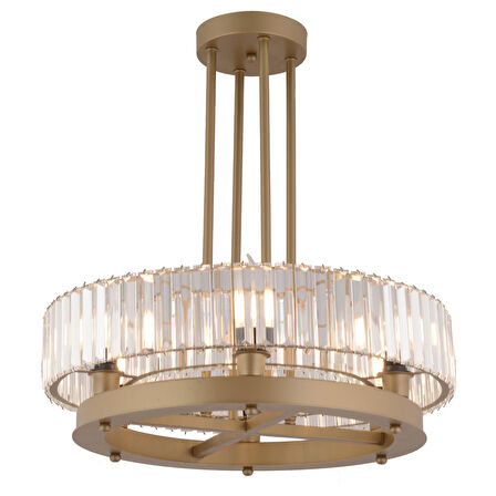 Azalea 6lı Eskitme Kristalli Taşlı Modern Tasarım Kristal Salon Avize