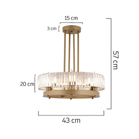 Azalea 6lı Eskitme Kristalli Taşlı Modern Tasarım Kristal Salon Avize