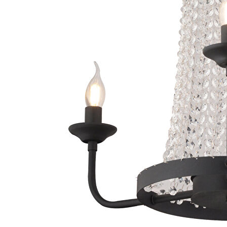 Carnation 3'lü Siyah Kristalli Taşlı Modern Tasarım Kristal Salon Avize