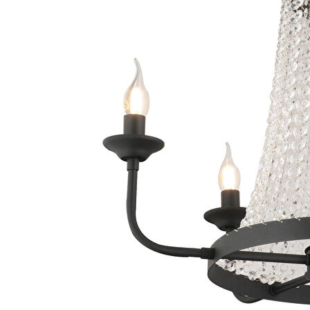 Carnation 5'li Siyah Kristalli Taşlı Modern Tasarım Kristal Salon Avize