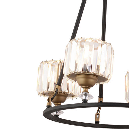 Fennel 4'lü Siyah Eskitme Kristalli Taşlı Modern Tasarım Kristal Salon Avize