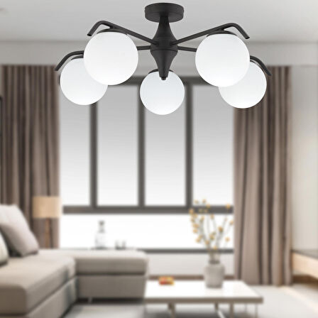 Diaspor 5li Siyah Modern Sarkıt Genç Odası Yatak odası Retro Salon Avize