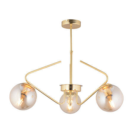 Mildred 3'lü Gold Modern Sarkıt Genç Odası Mutfak Yatak Odası Salon Sarkıt Avize