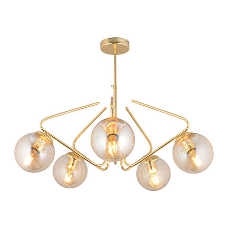 Mildred 5'li Gold Modern Sarkıt Genç Odası Mutfak Yatak Odası Salon Sarkıt Avize