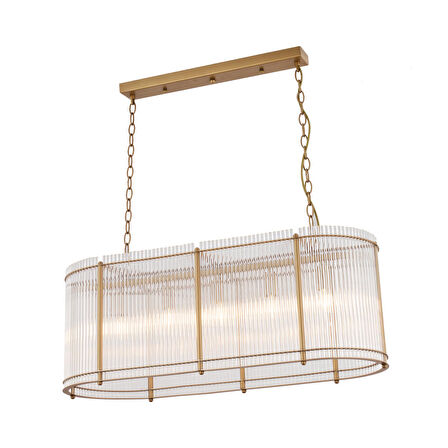 Coswell 5'li Sıralı Eskitme Yemek Masası Üstü, Kristalli Taşlı Modern Tasarım Kristal Salon Avize