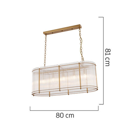 Coswell 5'li Sıralı Eskitme Yemek Masası Üstü, Kristalli Taşlı Modern Tasarım Kristal Salon Avize