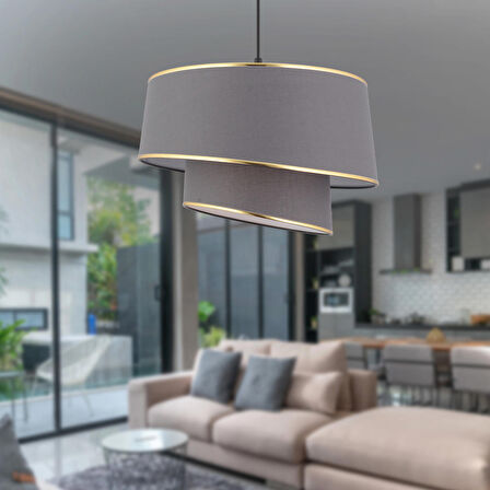 Paoni 2 Katlı Gri Gold Detaylı Modern Koridor,Yatak Odası Salon Avize