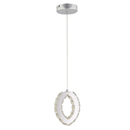 Wicker  40 Watt Tekli Krom Ledli 3 Renkli Sarkıt Kristalli Taşlı Modern Tasarım Led Kristal Salon Avize 
