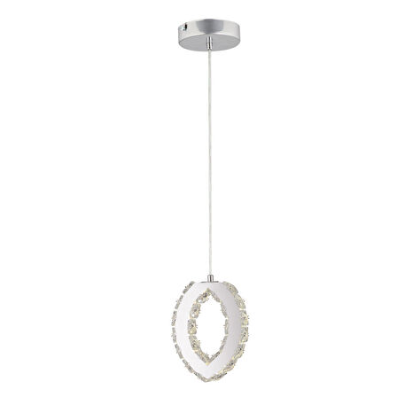 Wicker  40 Watt Tekli Krom Ledli 3 Renkli Sarkıt Kristalli Taşlı Modern Tasarım Led Kristal Salon Avize 