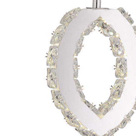 Wicker  40 Watt Tekli Krom Ledli 3 Renkli Sarkıt Kristalli Taşlı Modern Tasarım Led Kristal Salon Avize 