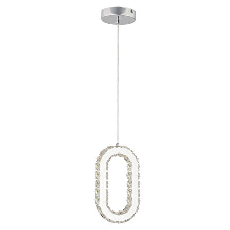 Avignon 40 Watt Tekli Krom Ledli 3 Renkli Sarkıt Kristalli Taşlı Modern Tasarım Led Kristal Salon Avize 