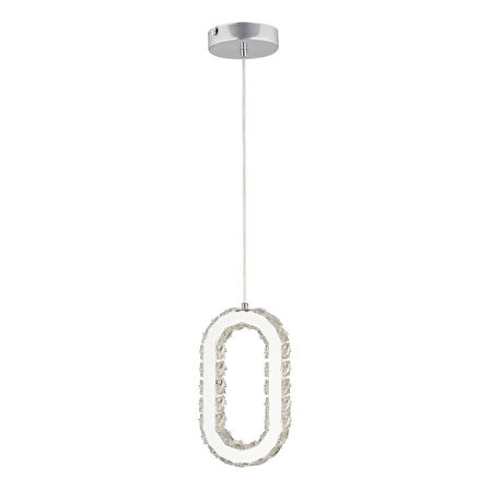 Avignon 40 Watt Tekli Krom Ledli 3 Renkli Sarkıt Kristalli Taşlı Modern Tasarım Led Kristal Salon Avize 
