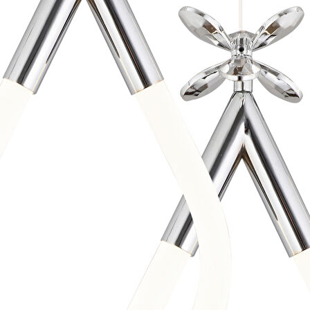 Vojens 3'lü Sıralı 40 Watt Krom Ledli Kelebek Detaylı Modern Koridor, Yatak Odası Salon Sarkıt Led Avize