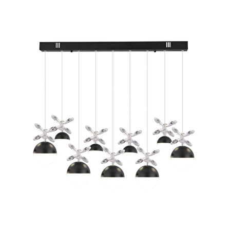 Ekin 5'li Sıralı 66 Watt Siyah Ledli Kelebek Detaylı Modern Koridor, Yatak Odası Salon Sarkıt Led Avize