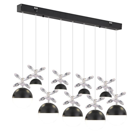 Ekin 5'li Sıralı 66 Watt Siyah Ledli Kelebek Detaylı Modern Koridor, Yatak Odası Salon Sarkıt Led Avize
