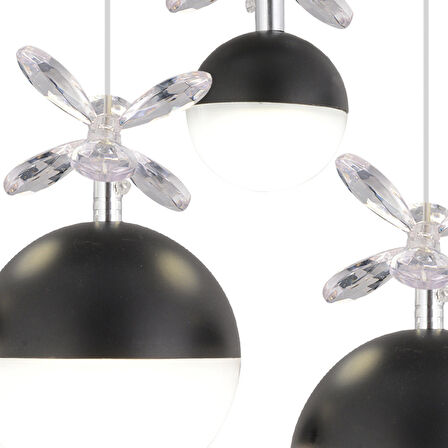 Ekin 5'li Sıralı 66 Watt Siyah Ledli Kelebek Detaylı Modern Koridor, Yatak Odası Salon Sarkıt Led Avize