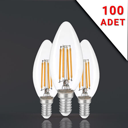 100 ADET LED FİLAMANLI E14 RUSTİK AMPUL 6 WATT 3000K GÜN IŞIĞI C35