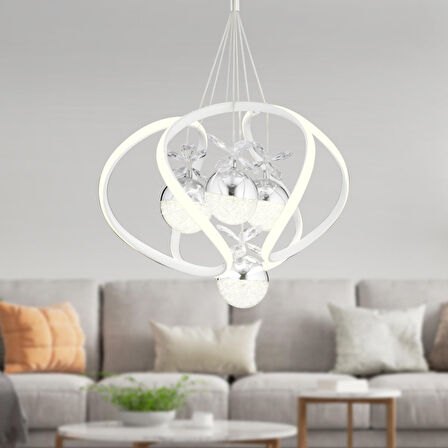 Balca 4'lü Beyaz Krom Ledi Modern Oturma Odası, Koridor, Salon Led Avize 