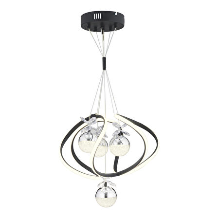 Balca 4'lü Siyah Krom Ledi Modern Oturma Odası, Koridor, Salon Led Avize 