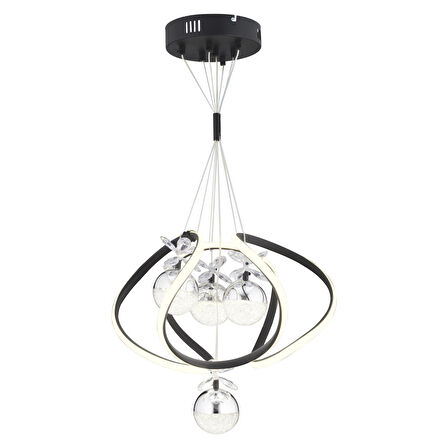 Balca 4'lü Siyah Krom Ledi Modern Oturma Odası, Koridor, Salon Led Avize 