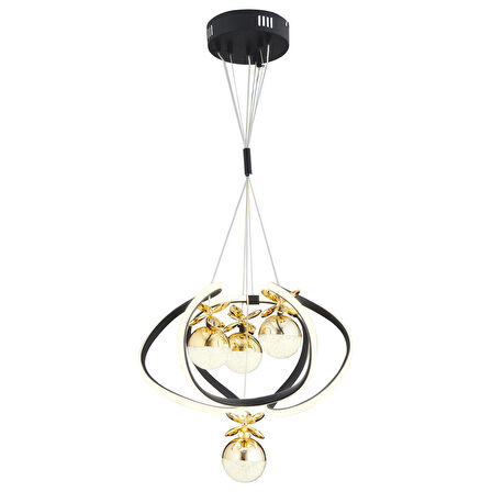 Balca 4'lü Siyah Gold Ledi Modern Oturma Odası, Koridor, Salon Led Avize 