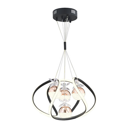 Balca 4'lü Siyah Bakır 3 Renkli 84 Watt Ledli Modern Oturma Odası, Koridor, Salon Led Avize