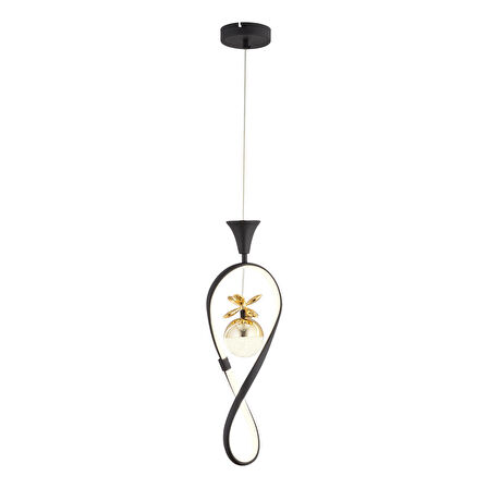 Elvan Tekli Siyah Gold Ledi Modern Oturma Odası, Koridor, Salon Led Avize