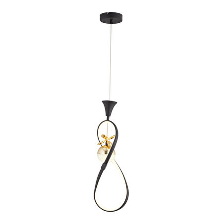 Elvan Tekli Siyah Gold Ledi Modern Oturma Odası, Koridor, Salon Led Avize