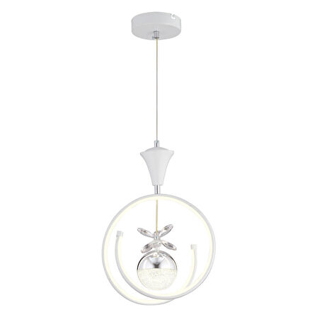 Mengü Tekli Beyaz Krom 3 Renkli 36 Watt Ledli Modern Oturma Odası, Koridor, Salon Led Avize
