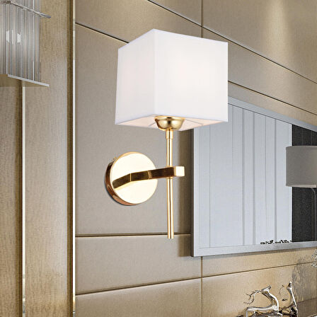 Apliqa Rory Metal Modern Banyo - Yatak Odası Duvar - Yatak Başı Beyaz - Gold Aplik 