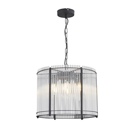 Coswell 6'lı 40'lık Siyah Kristalli Taşlı Modern Tasarım Kristal Salon Avize