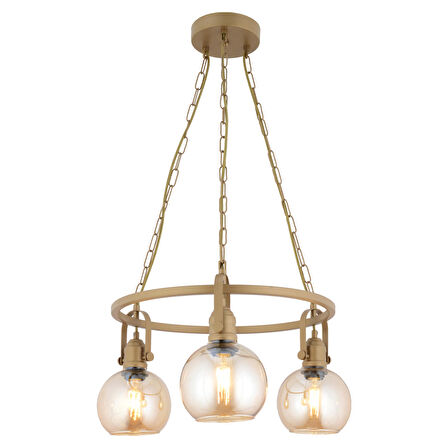 Cherish 3'lü Yuvarlak Eskitme Bal Camlı Modern Oturma Odası Salon Avize