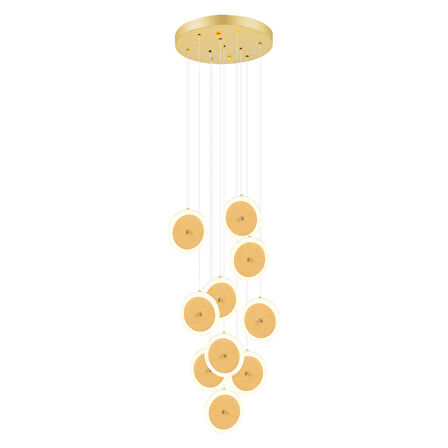 Disk 10'lu Gold 110 Watt Sarkıt Ledli Modern Mutfak Banyo Led Salon Sarkıt Avize