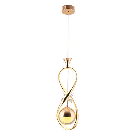 Büklüm Tekli Gold Kelebek Detaylı Ledli Modern Koridor, Yatak Odası Salon Sarkıt Led Avize