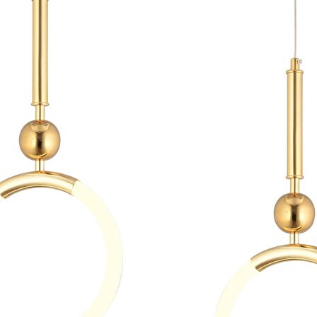 Struer 3'lü Sıralı Gold Ledli Modern Koridor, Yatak Odası Salon Sarkıt Led Avize