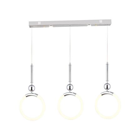 Struer 3'lü Sıralı Krom Ledli Modern Koridor, Yatak Odası Salon Sarkıt Led Avize