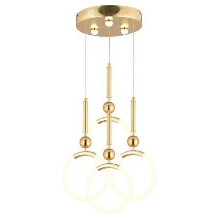 Struer 4'lü Yuvarlak Gold Ledli Modern Koridor, Yatak Odası Salon Sarkıt Led Avize