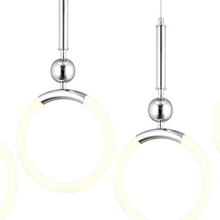 Struer 5'li Sıralı Krom Ledli Modern Koridor, Yatak Odası Salon Sarkıt Led Avize