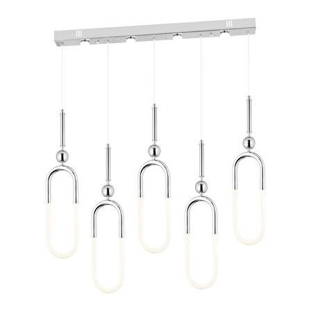 Thisted 5'li Sıralı Krom Ledli Modern Koridor, Yatak Odası Salon Sarkıt Led Avize