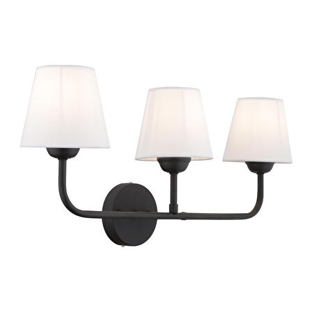 Apliqa Elinor Metal Modern Koridor Yatak Başı Beyaz - Siyah 3'lü Aplik 
