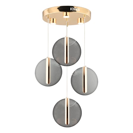 Dustin 4'lü Yuvarlak 3 Renk 52 Watt Gold Kristal Ledli Modern Oturma Odası Salon Sarkıt Avize