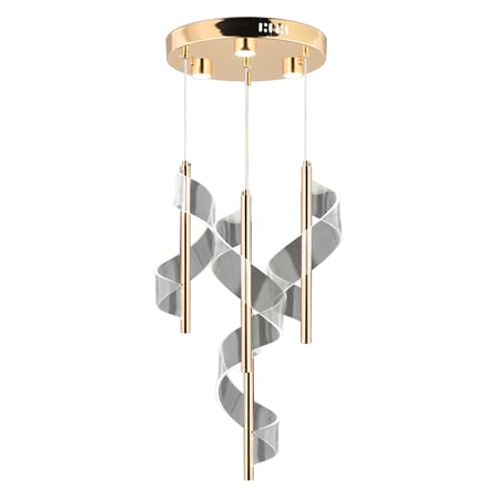 Jadon 4'lü Yuvarlak 3 Renkli 35 Watt Gold Kristal Ledli Modern Oturma Odası Salon Sarkıt Avize