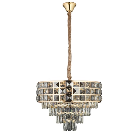 Orrel 8'li Gold Kristal Taşlı Modern Oturma Odası Salon Sarkıt Avize
