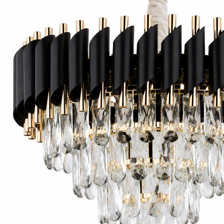 Mikula 45'lik Yuvarlak Gold Kristal Taşlı Modern Oturma Odası Salon Sarkıt Avize ( Ürün zincirlidir )